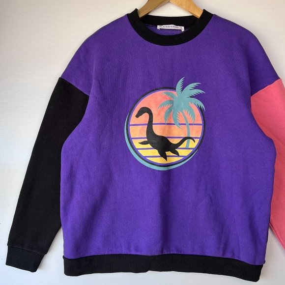 Dangerfield NWOT Black Friday Loch Ness Retro Palm Tree Jumper Sweater Size S - Picture 3 of 8